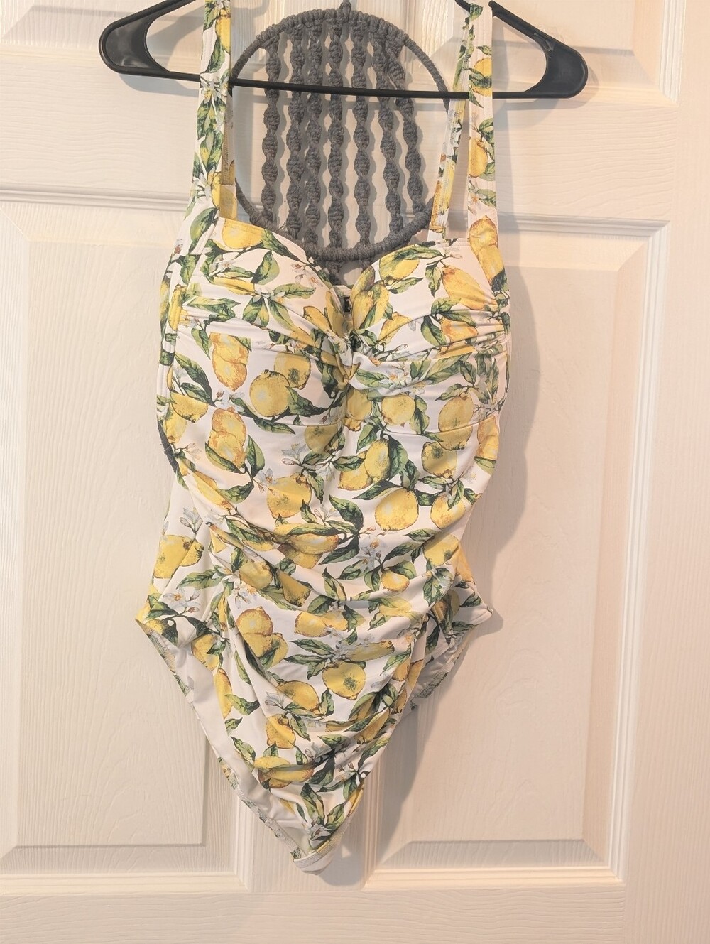White Lemon Print One-Piece Swimsuit